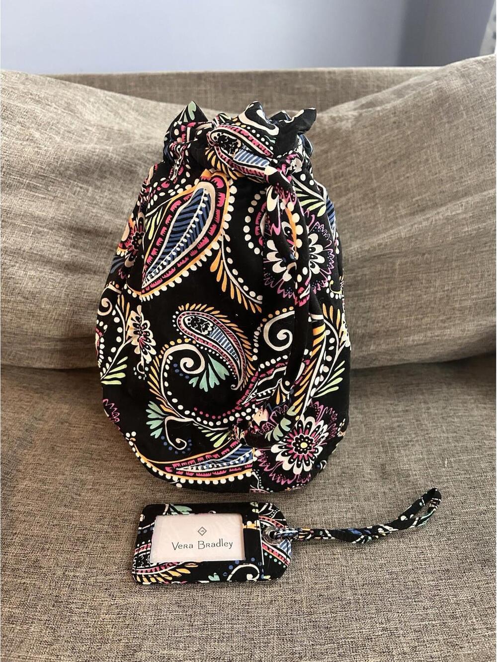 Vera Bradley Lot Plastic Lined Ditty Bag And Luggage Tag In Bandana Swirl
